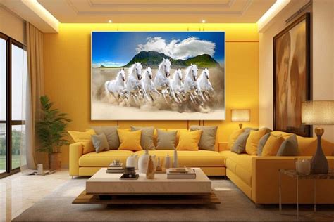 054 Seven Horses Painting On Canvas High Resolution R