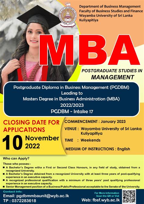 Apply Now: Master in Business Administration – Wayamba University of ...