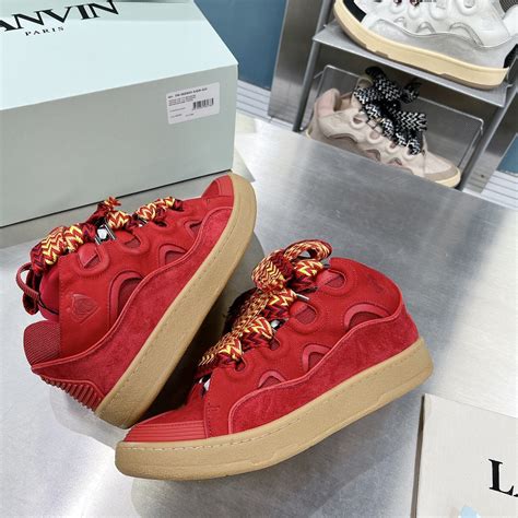 LANVIN Leather Curb Sneakers Red Yellow • SneakerDouble