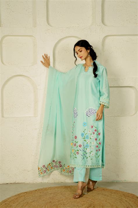 Aqua Prism Ensemble Suit Set of 3 – Mangalmay By Aastha