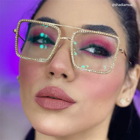 Diva Frame Glasses, Gold Glitter Sparkle Square Eyeglasses