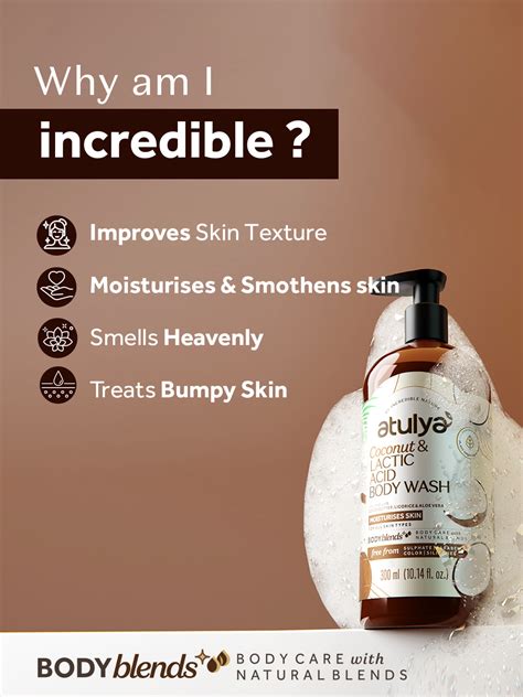 Atulya Coconut & Lactic Acid Body Wash | Paraben & SLS Free | Suitable ...