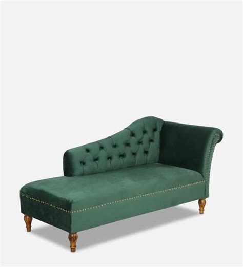 MODERN WAVE Queeny Velvet Chaise Lounge Sofa Bench 3 Seater Diwan ...
