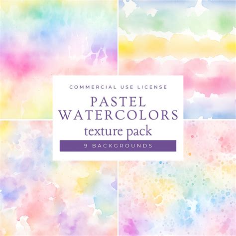 9 Pastel Watercolor Texture Pack - Etsy