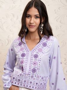 Vishudh Casual Embroidered Women Purple Top - Buy Vishudh Casual ...