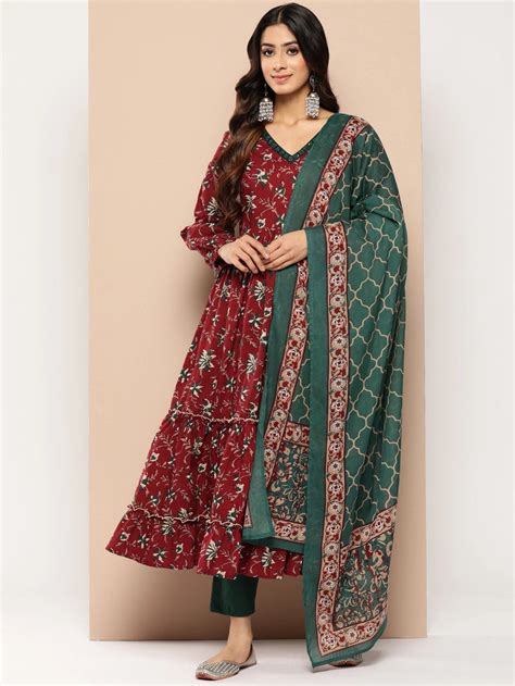 Buy trendy pure cotton kurta set with dupatta online India – Yufta Store