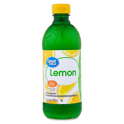 Great Value Lemon Juice 15 fl oz 100% lemon juice for marinades salads ...