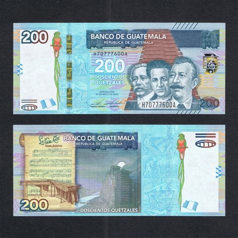 2020/2021 GUATEMALA 200 QUETZALES P-120b UNC > NEW SECURITY FEATURE ...