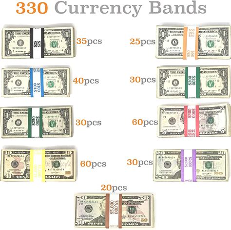 Buy Money Bands Currency Sleeves Straps – Made in USA (Pack of 330 ...