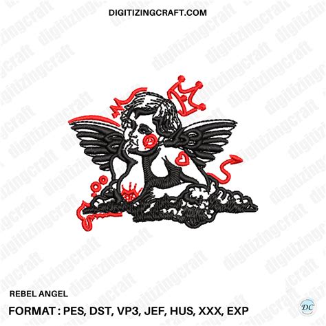 Rebel Angel Embroidery design file – Digitizing Craft