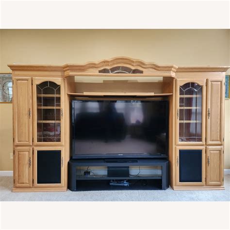Solid Wood Entertainment Center - AptDeco
