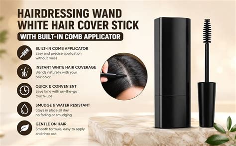 Hairdressing Wand White Hair Cover Stick with Built-in Comb Applicator ...