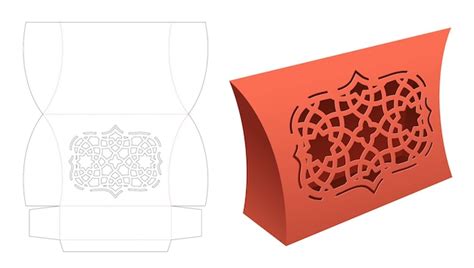 Kissenschachtel mit gestanzter Fensterschablone und 3D-Modell | Premium ...