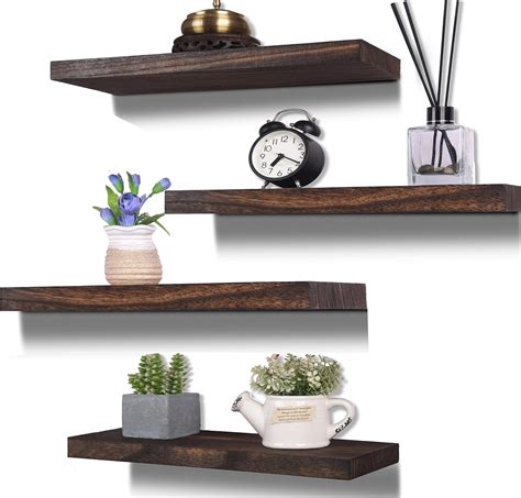 Amazon.com: oridom Floating Shelves for Wall, Black Wood Wall Shelf Set ...