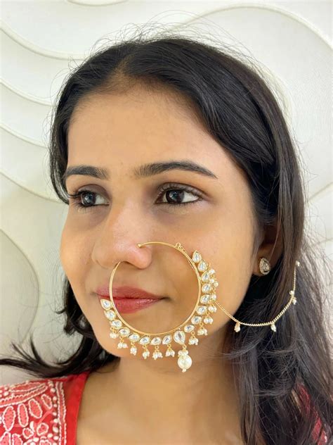 Buy Designer Oversize Kundan Nose Ring | Nathni | Nath For Women ...