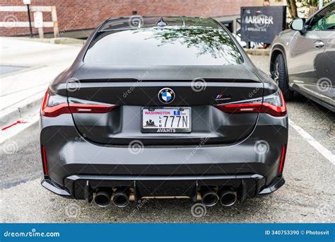 Seattle, WA, USA -July 22, 2024: Matte Black BMW M4 Competition. BMW ...