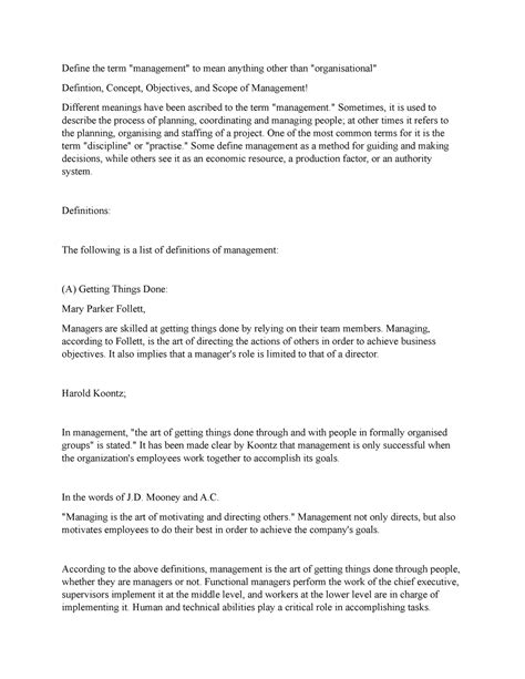 Management, Scope, diffinition and nature - concepts of Management ...