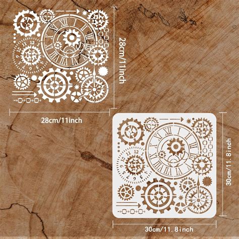 Buy 1Pcs Steampunk Gears Stencil Clock Gear Painting Cliths