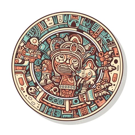 Traditional Mayan Design With A Circular Illustration Of An Aztec ...
