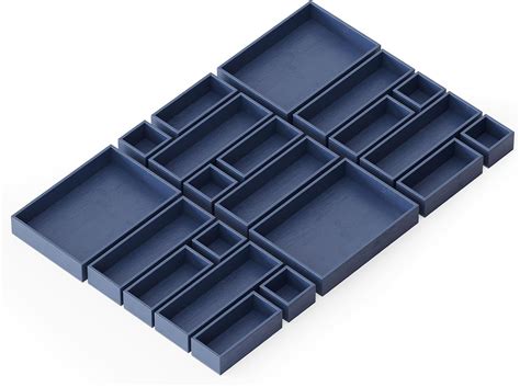 Hltsor 21-Piece Bamboo Drawer Organizer Storage Boxes Set Wood Tray ...