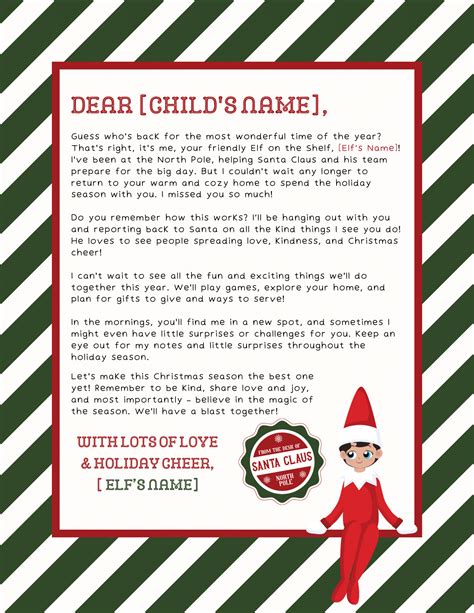 Free Printable Elf On The Shelf Letter Template | Fanny Printable
