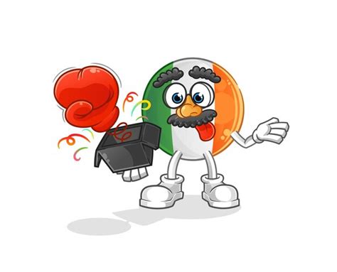 Gant de farce de drapeau irlandais dans la mascotte de dessin animé de ...