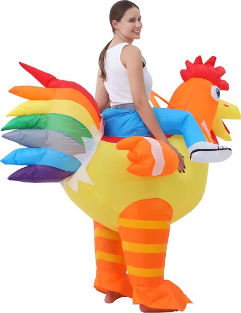 Inflatable Chicken Costume Adult Funny Rooster Costume Riding Chicken ...