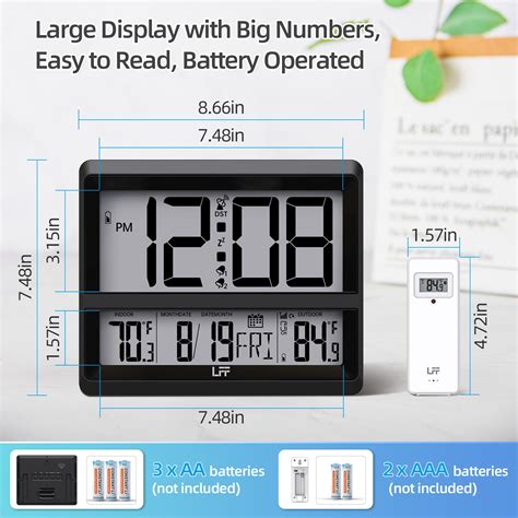 Buy Atomic Clock Large Display, Digital Wall Clock with Indoor Outdoor ...