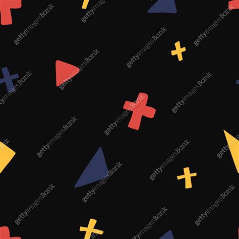 Bright triangles, Plus signs and Crosses psychedelic seamless hand ...