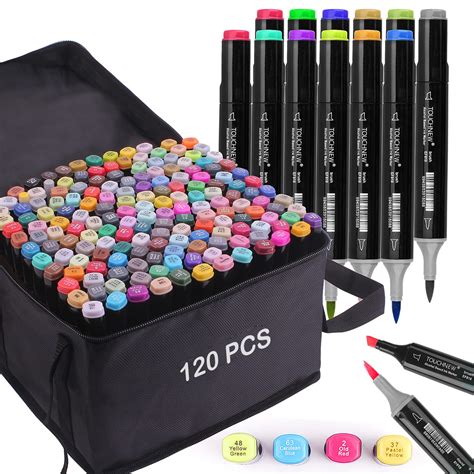 MYHEART Brush Markers 120 colors,Dual Tip Permanent Artist Sketch ...