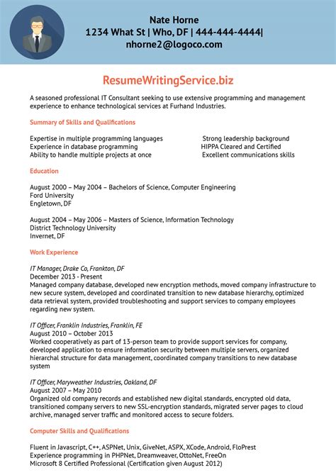 Image result for Information Technology Sample Resume