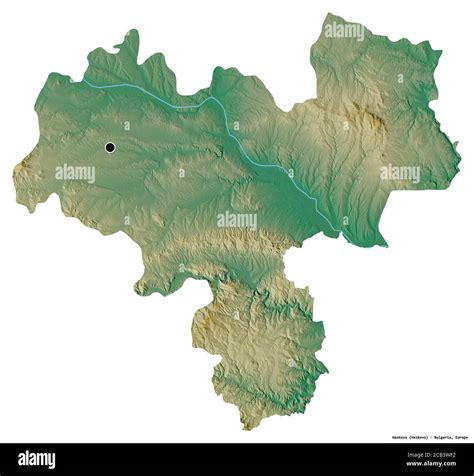 Shape of Haskovo, province of Bulgaria, with its capital isolated on white background ...