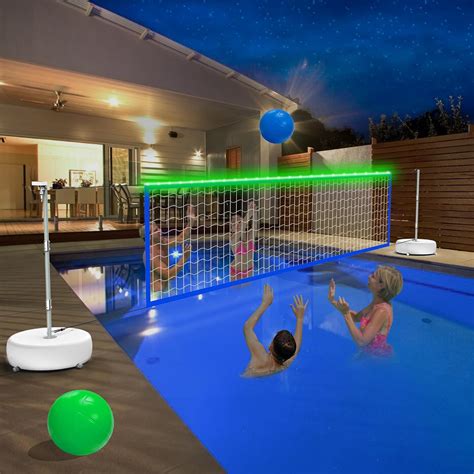 Amazon.com: LED Pool Volleyball Net Set with Solar Powered Lights|15ft ...