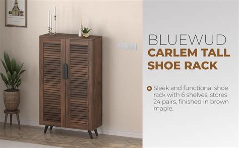 BLUEWUD Carlem Tall Design Engineered Wood Single Tone 2 Doors Shoe ...