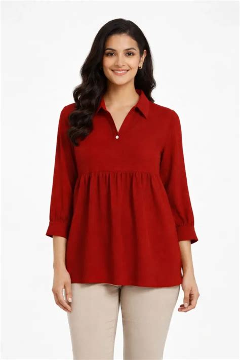 BDS GARMENTS Maroon Casual Self Design Top For Women Price in India ...
