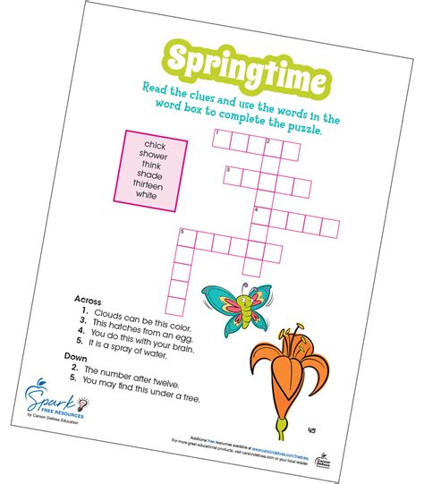 Springtime Crossword Puzzle Free Printable | Carson Dellosa