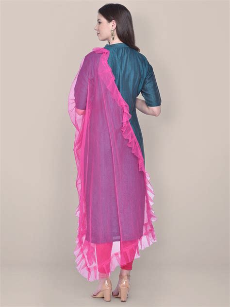 Net Dupatta with Ruffles Dupatta Bazaar