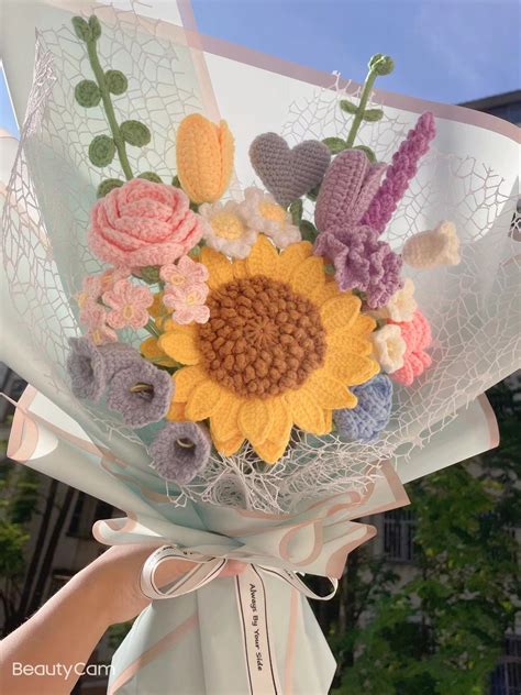 Crochet Flower Bouquet, Handmade Knitted Bouquet, Gift for Her,mix ...