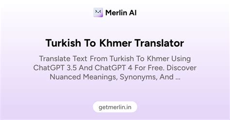Turkish to Khmer Translator