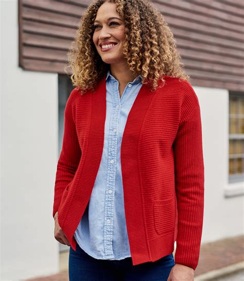 Red | Womens Cashmere Merino Ribbed Cardigan | WoolOvers UK
