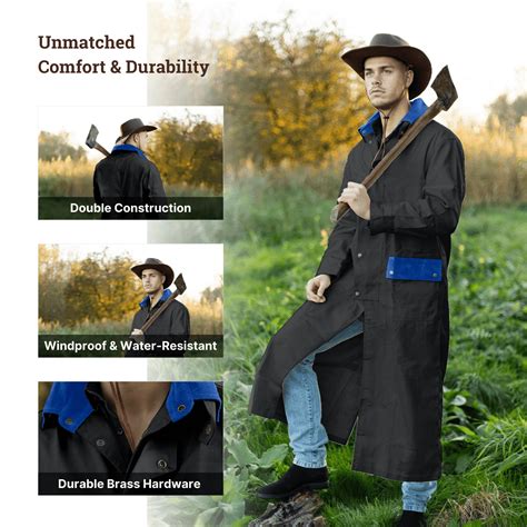 RESISTANCE Men's Western Cowboy Canvas Duster Coat - Long Old-Style ...