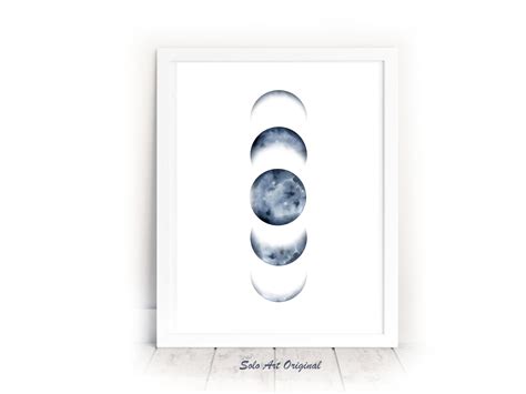 Moon Phases Space Print Printable Poster Graphic by Solo Art Original · Creative Fabrica