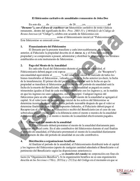 Tampa Florida Remanente Caritativo Inter Vivos Anualidad Fideicomiso ...