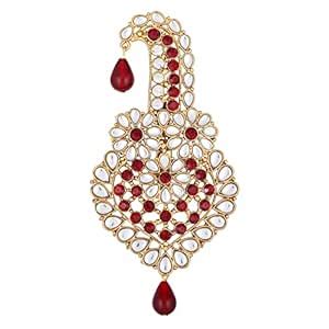 Mahi Maroon and White Crystals Kalangi Brooch for Groom/Men (KL1001002G ...