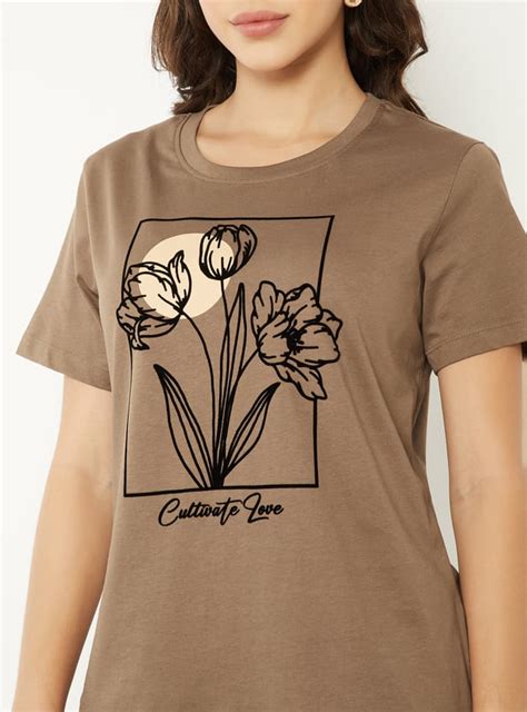 Buy Women Printed Round Neck T-shirt Online at just Rs. 299.0 ...