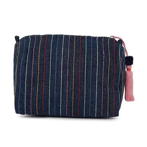 Accessorize London Women's Blue Denim Rainbow Stitch Wash Bag ...