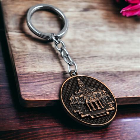 Ayodhya Jai Shree Ram - Ram Mandir Keychain Metal | Ram Mandir Keyring ...