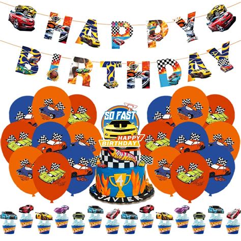 Buy BESTZY Hot Wheels Balloon Birthday Decoration Hot Wheels Theme ...