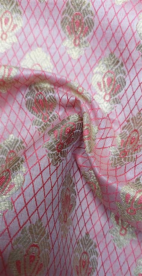 Shop the Luxurious Pink Banarasi Silk Fabric (1 Mtr) for Elegant Creations