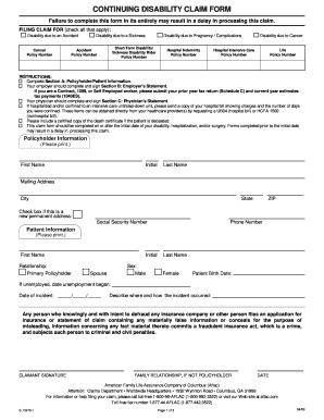 Image result for Aflac Continuing Disability Claim Form